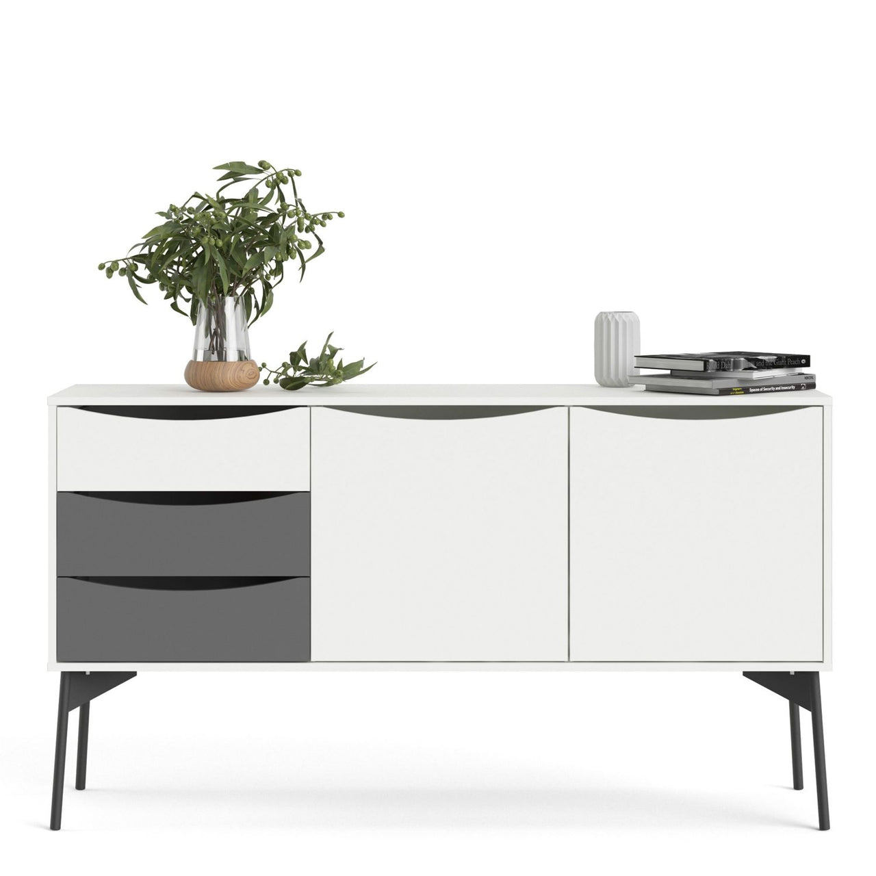 Fur Sideboard 2 Doors + 3 Drawers in Grey and White