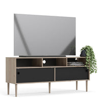 Thumbnail for Rome TVunit 2 Sliding Doors in Jackson Hickory Oak with Matt Black