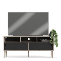 Thumbnail for Rome TVunit 2 Sliding Doors in Jackson Hickory Oak with Matt Black