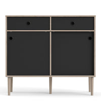 Thumbnail for Rome Sideboard 2 Sliding Doors 2 Drawers in Jackson Hickory Oak with Matt Black