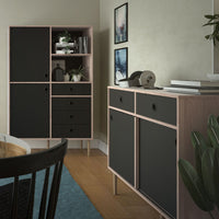 Thumbnail for Rome Sideboard 2 Sliding Doors 2 Drawers in Jackson Hickory Oak with Matt Black