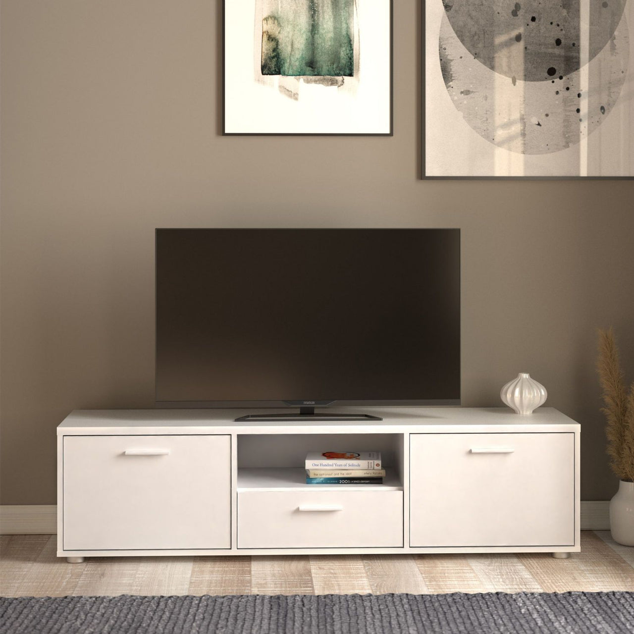 Media TVunit with 2 doors + 1 drawer 147 cm White