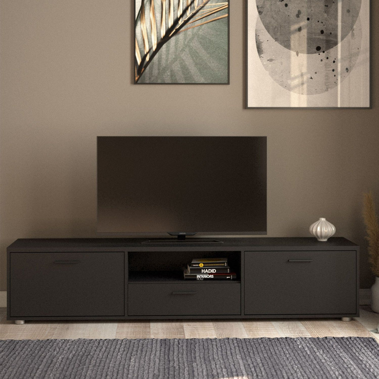 Media TVunit with 2 doors + 1 drawer 177 cm Black