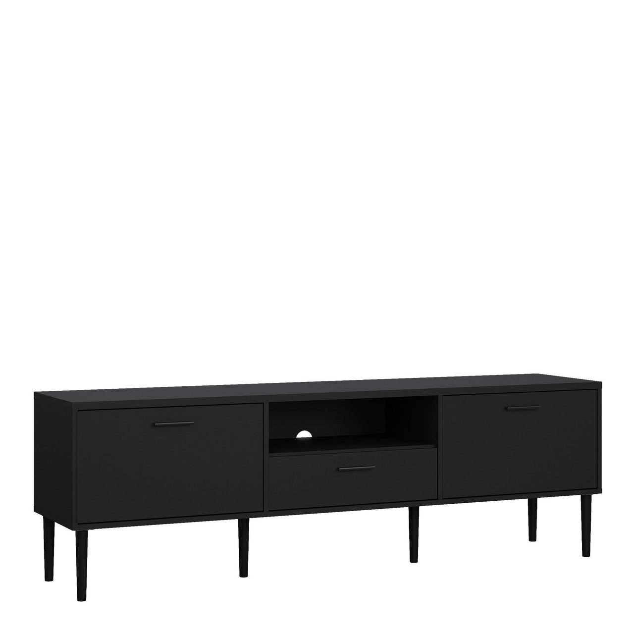 Media TVUnit with 2 Doors + 1 Drawer in Black