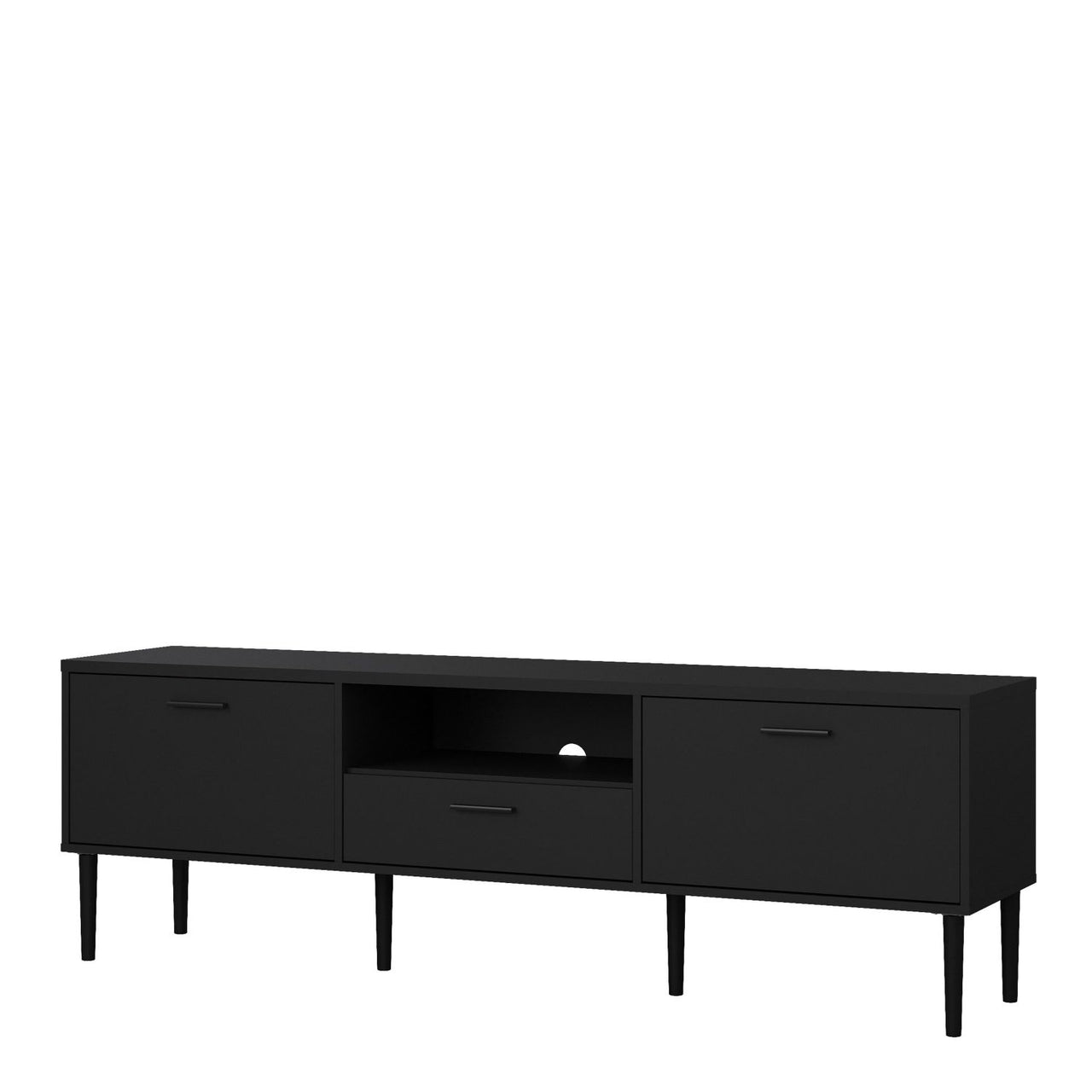 Media TVUnit with 2 Doors + 1 Drawer in Black