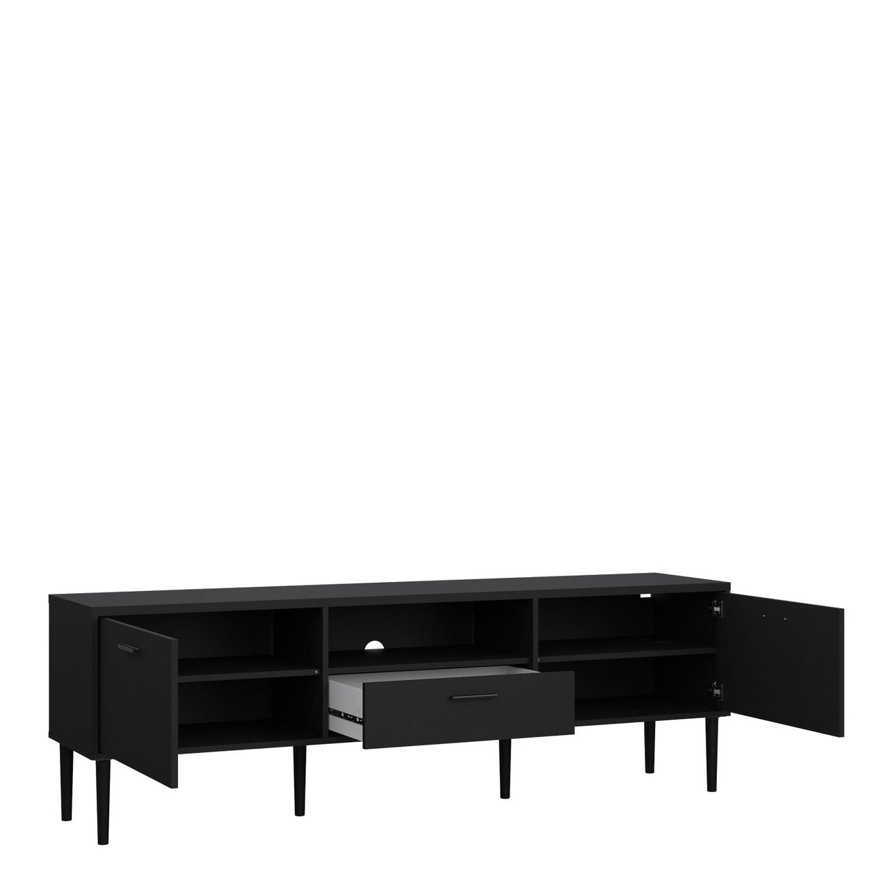 Media TVUnit with 2 Doors + 1 Drawer in Black