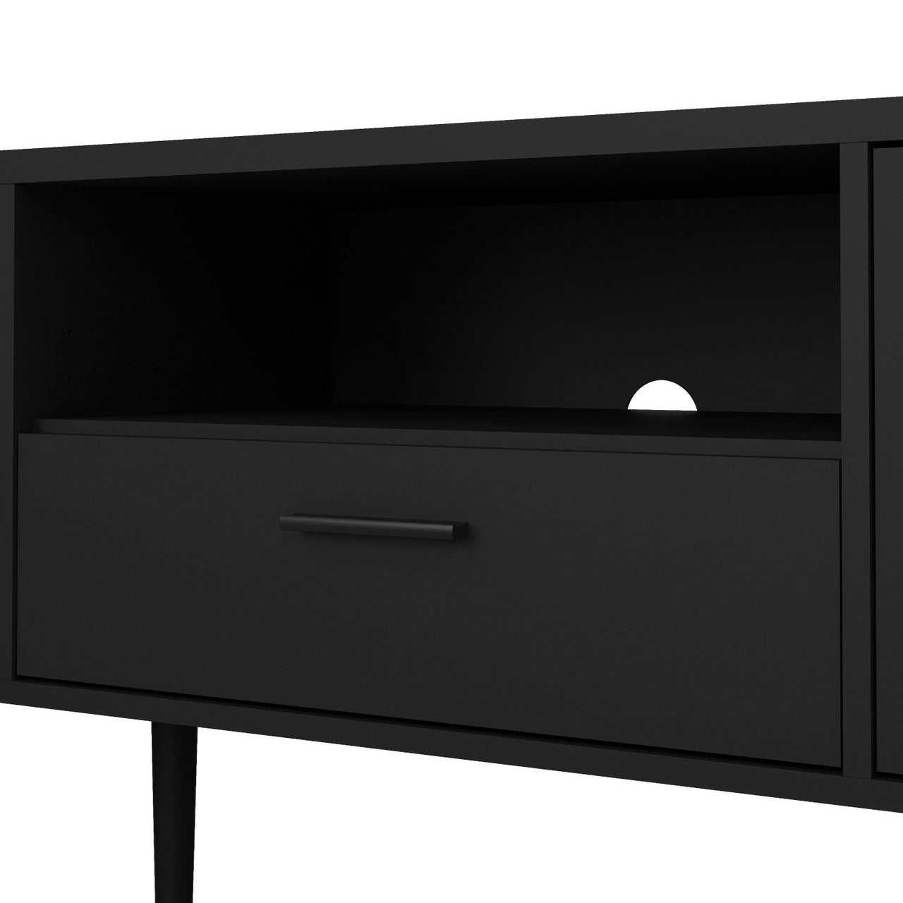 Media TVUnit with 2 Doors + 1 Drawer in Black