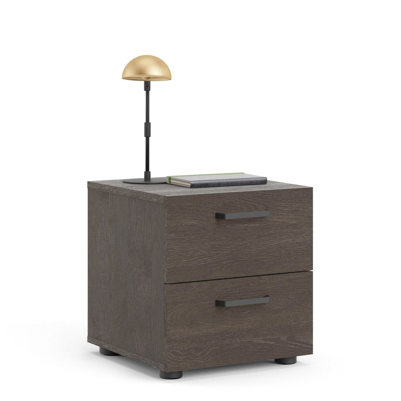 Dallas Nightstand 2 drawers in Rovere Gessato Dark Oak