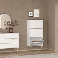 Thumbnail for Cumbria Shoe Cabinet 3 Flip Down Doors White