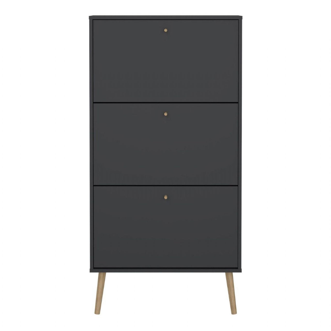 Cumbria Shoe Cabinet 3 Flip Down Doors Dark Grey