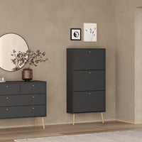 Thumbnail for Cumbria Shoe Cabinet 3 Flip Down Doors Dark Grey