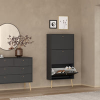 Thumbnail for Cumbria Shoe Cabinet 3 Flip Down Doors Dark Grey