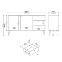 Thumbnail for Cumbria Sideboard 2 Doors + 3 Drawers White