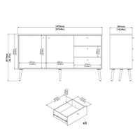 Thumbnail for Cumbria Sideboard 2 Doors + 3 Drawers Dark Grey