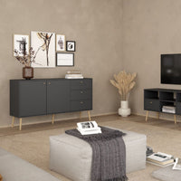 Thumbnail for Cumbria Sideboard 2 Doors + 3 Drawers Dark Grey