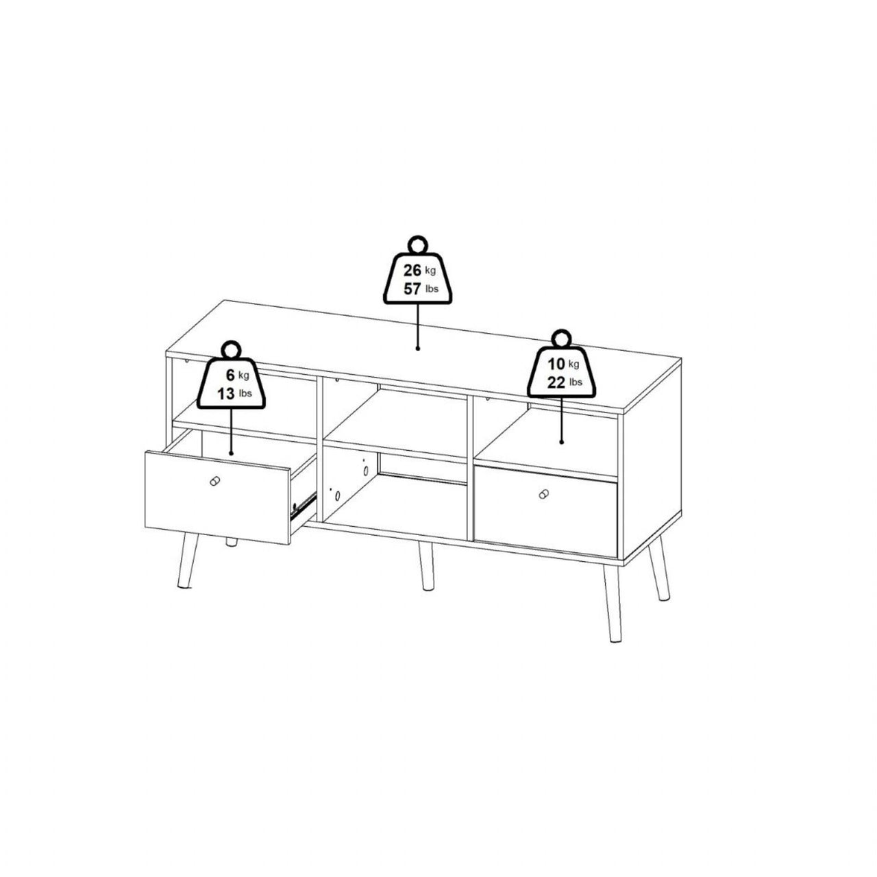 Cumbria TVUnit 2 Drawers White