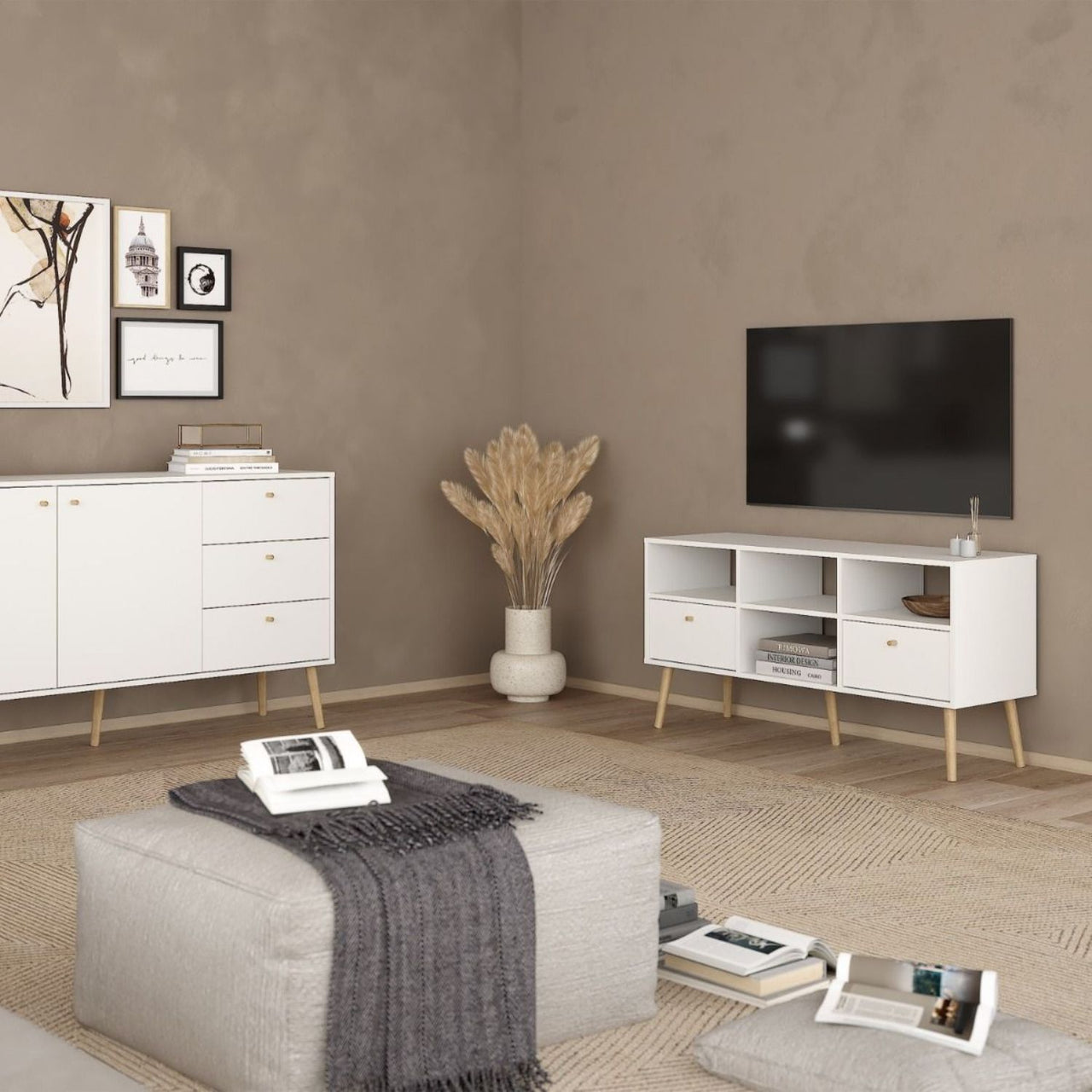 Cumbria TVUnit 2 Drawers White