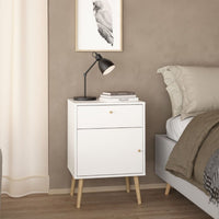 Thumbnail for Cumbria Nightstand 1 Door + 1 Drawer White