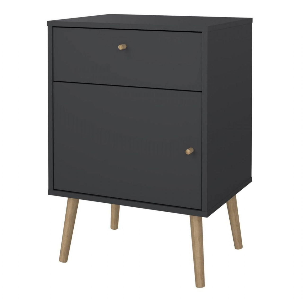 Cumbria Nightstand 1 Door + 1 Drawer Dark Grey