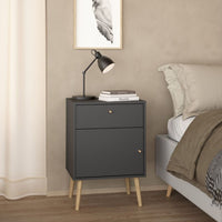 Thumbnail for Cumbria Nightstand 1 Door + 1 Drawer Dark Grey