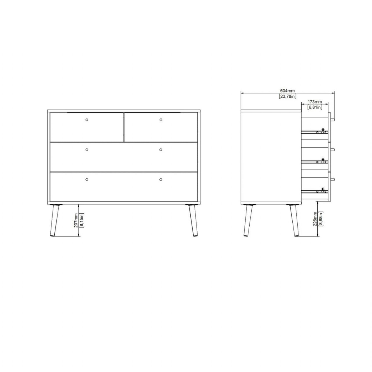 Cumbria Chest 2 + 2 Drawers White