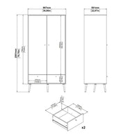 Thumbnail for Cumbria Wardrobe with 2 Doors + 2 Drawers White