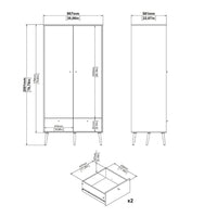 Thumbnail for Cumbria Wardrobe with 2 Doors + 2 Drawers Dark Grey