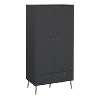 Thumbnail for Cumbria Wardrobe with 2 Doors + 2 Drawers Dark Grey