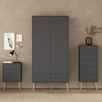 Thumbnail for Cumbria Wardrobe with 2 Doors + 2 Drawers Dark Grey