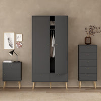 Thumbnail for Cumbria Wardrobe with 2 Doors + 2 Drawers Dark Grey