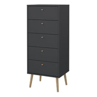 Thumbnail for Cumbria Chest 5 Drawers Dark Grey