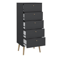 Thumbnail for Cumbria Chest 5 Drawers Dark Grey