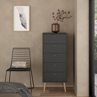 Thumbnail for Cumbria Chest 5 Drawers Dark Grey