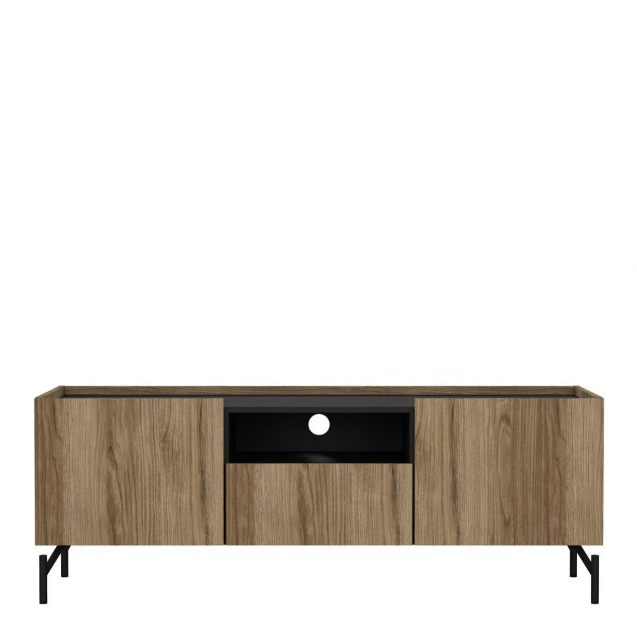 Kendall TVUnit with 2 Doors + 1 Drawer Oak and Black