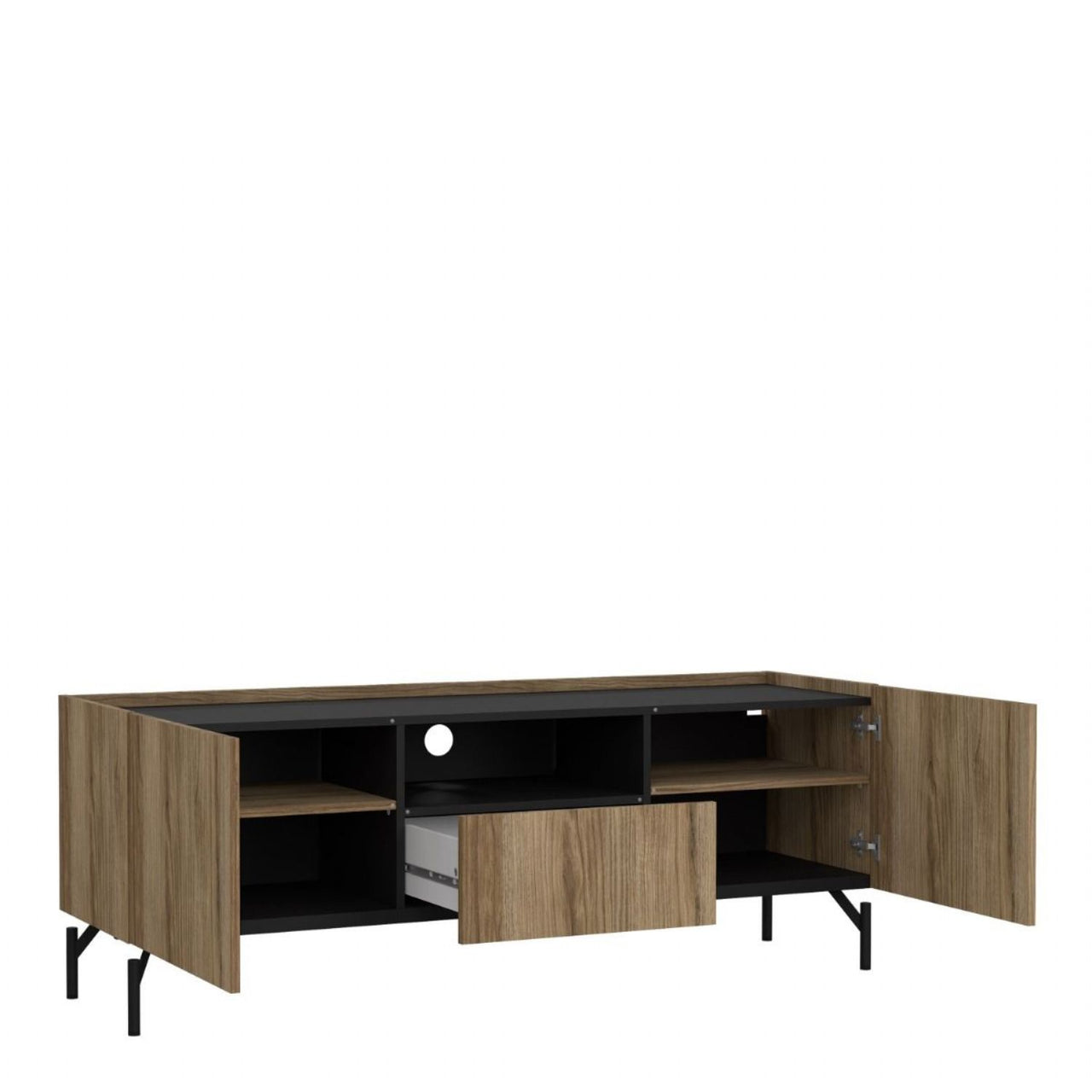 Kendall TVUnit with 2 Doors + 1 Drawer Oak and Black