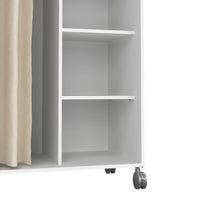 Thumbnail for Uppsala Open Mobile Wardrobe Unit in White with a Beige Textile Curtain on Wheels