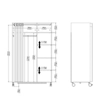 Thumbnail for Uppsala Open Mobile Wardrobe Unit in White with a Beige Textile Curtain on Wheels