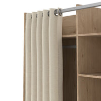 Thumbnail for Uppsala Open Mobile Wardrobe Unit in Jackson Hickory Oak with a Beige Textile Curtain on Wheels