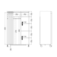 Thumbnail for Uppsala Open Mobile Wardrobe Unit in Jackson Hickory Oak with a Beige Textile Curtain on Wheels