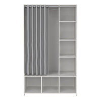 Thumbnail for Uppsala Open Mobile Wardrobe Unit in White with a Grey Textile Curtain