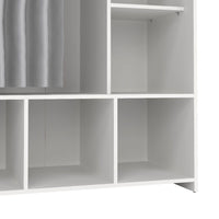 Thumbnail for Uppsala Open Mobile Wardrobe Unit in White with a Grey Textile Curtain