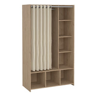 Thumbnail for Uppsala Open Mobile Wardrobe Unit in Jackson Hickory Oak with a Beige Textile Curtain