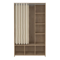 Thumbnail for Uppsala Open Mobile Wardrobe Unit in Jackson Hickory Oak with a Beige Textile Curtain