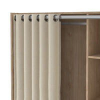 Thumbnail for Uppsala Open Mobile Wardrobe Unit in Jackson Hickory Oak with a Beige Textile Curtain