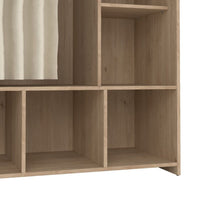 Thumbnail for Uppsala Open Mobile Wardrobe Unit in Jackson Hickory Oak with a Beige Textile Curtain