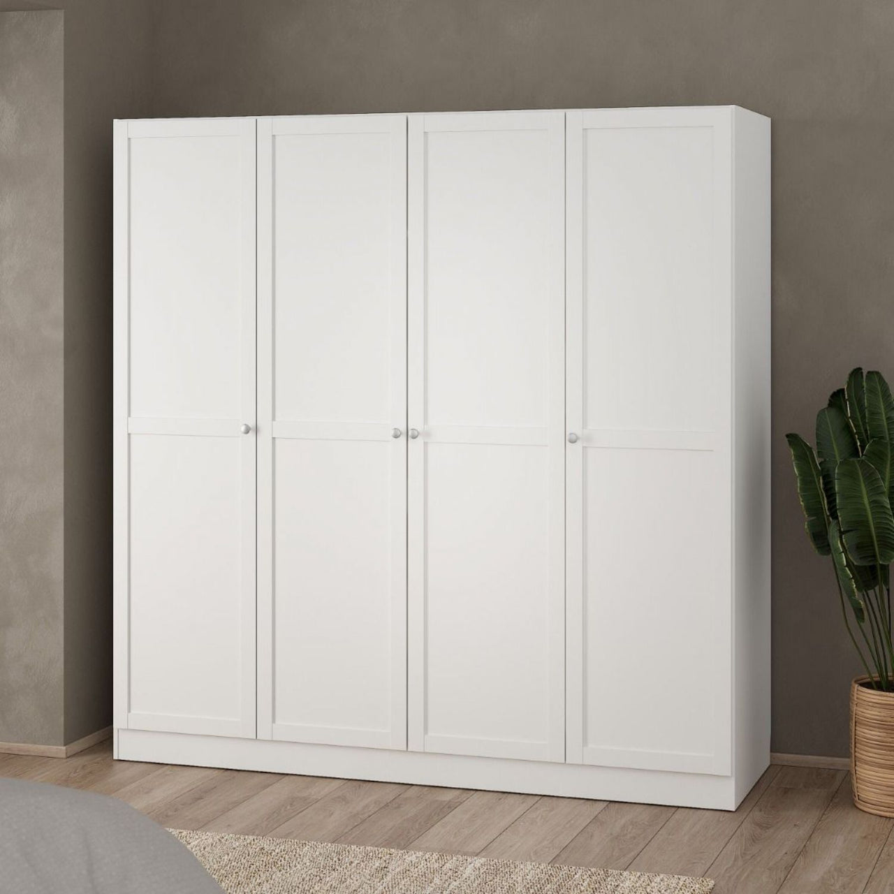 Brande Wardrobe with 4 Frame Doors in White