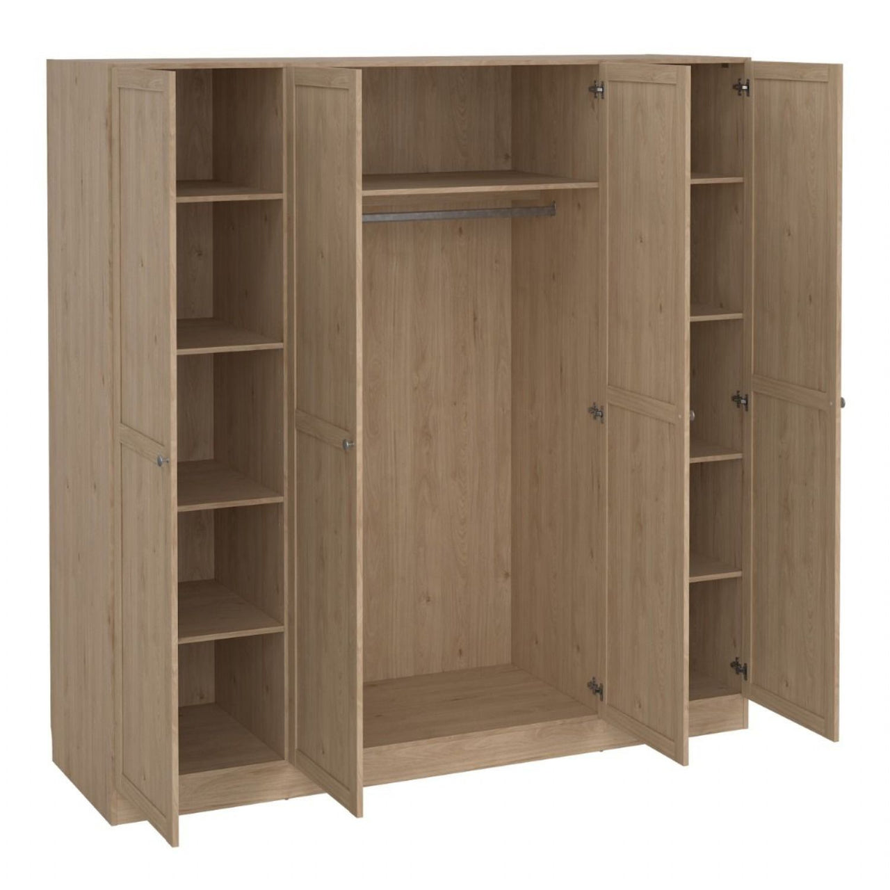 Brande Wardrobe with 4 Frame Doors in Jackson Hickory Oak