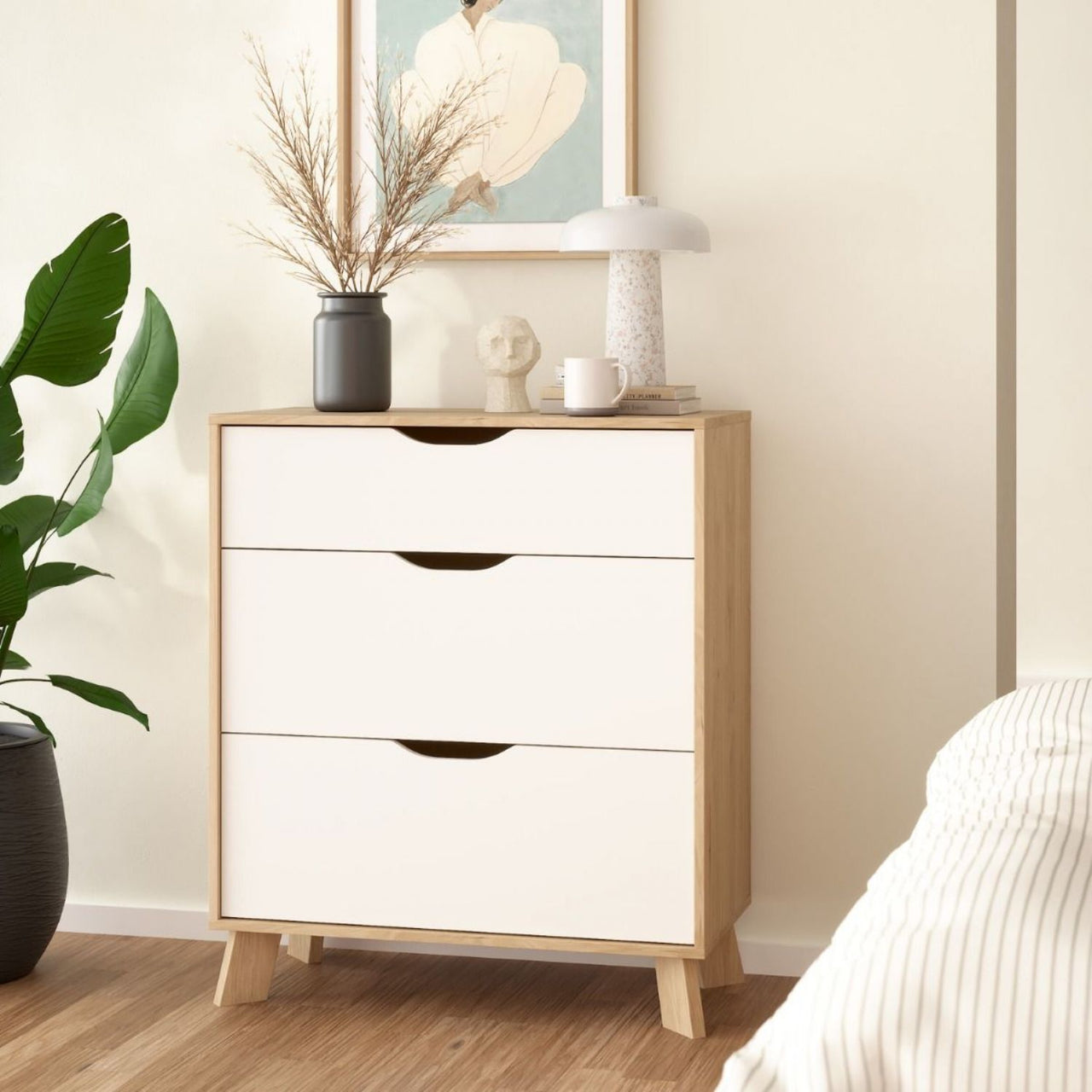 Ikast Chest 3 Drawers in Jackson Hickory and White