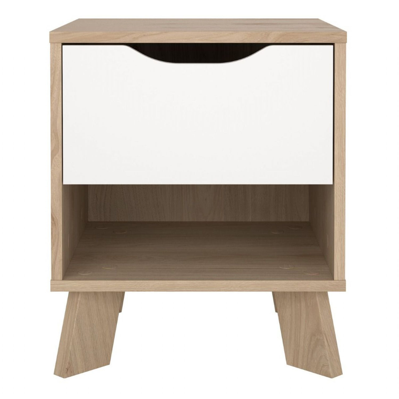 Ikast Nightstand 1 Drawer in Jackson Hickory and White