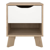 Thumbnail for Ikast Nightstand 1 Drawer in Jackson Hickory and White